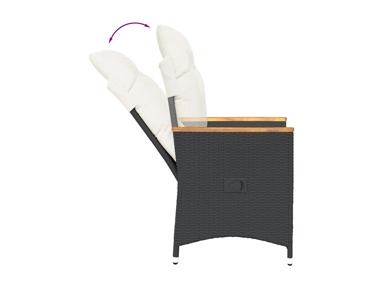 Set da Bistrò 3 pz con Cuscini Nero in Polyrattan