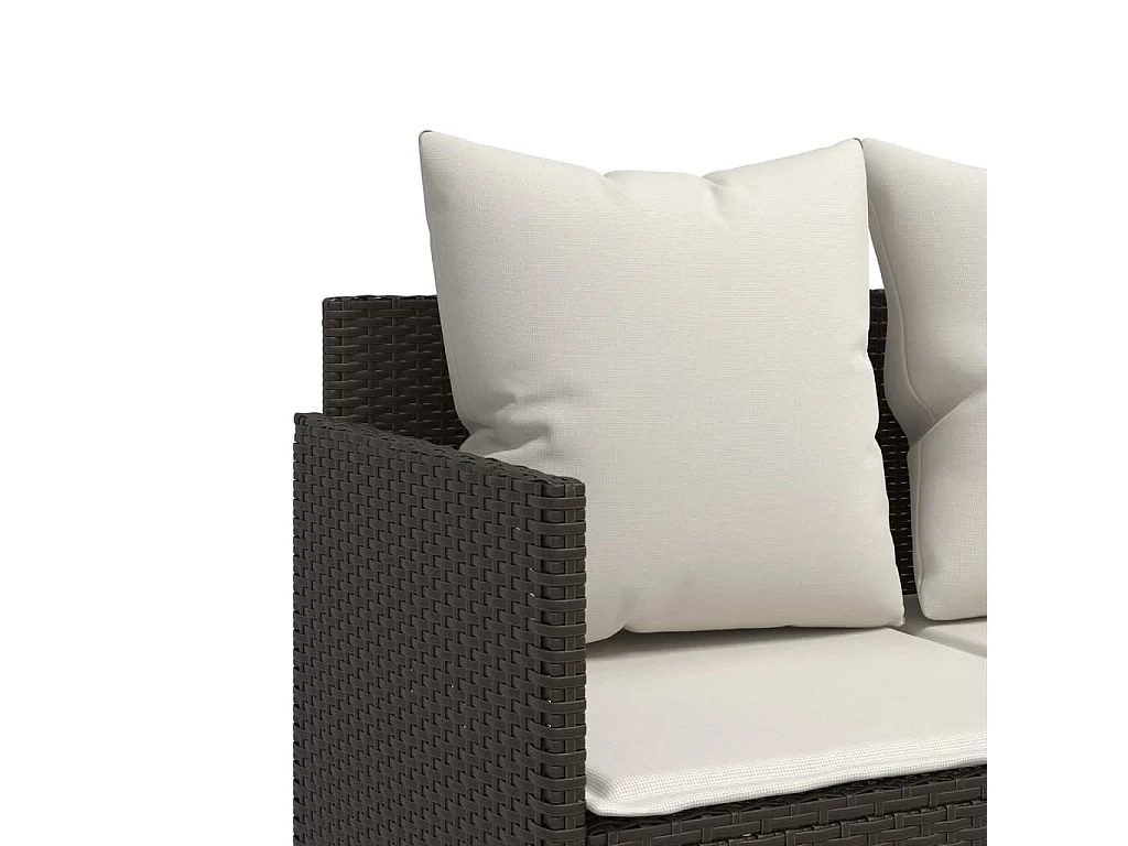 Set Divano da Giardino 5 pz con Cuscini Marrone in Polyrattan