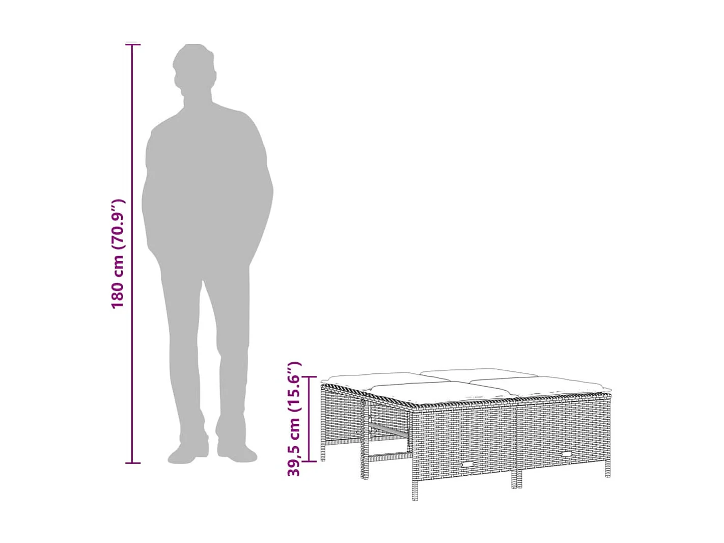 Set Divano da Giardino 5 pz con Cuscini Marrone in Polyrattan