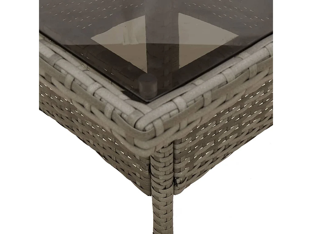 3-tlg. Garten-Essgruppe mit Kissen Grau Poly Rattan und Glas