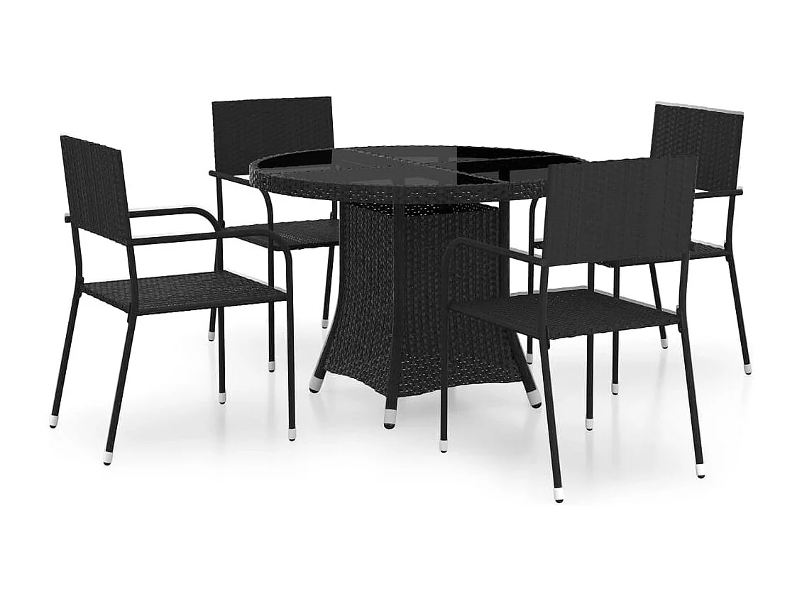 Juego de comedor para jardín 5 piezas ratán sintético negro
