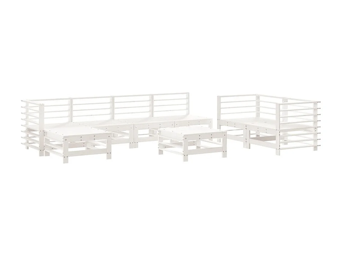 8 pcs conjunto lounge de jardim pinho maciço branco