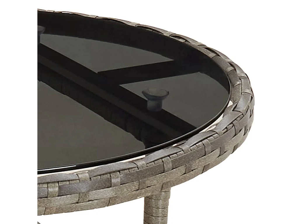 Ensemble à manger de jardin et coussins 3 pcs gris rotin verre