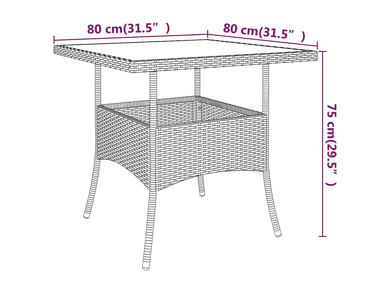 5-tlg. Garten-Essgruppe Poly Rattan Braun