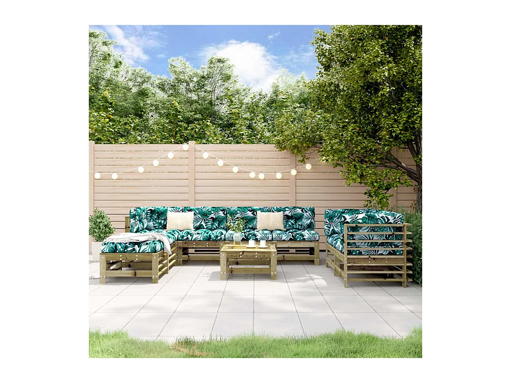 9 pcs conjunto lounge de jardim madeira de pinho impregnada