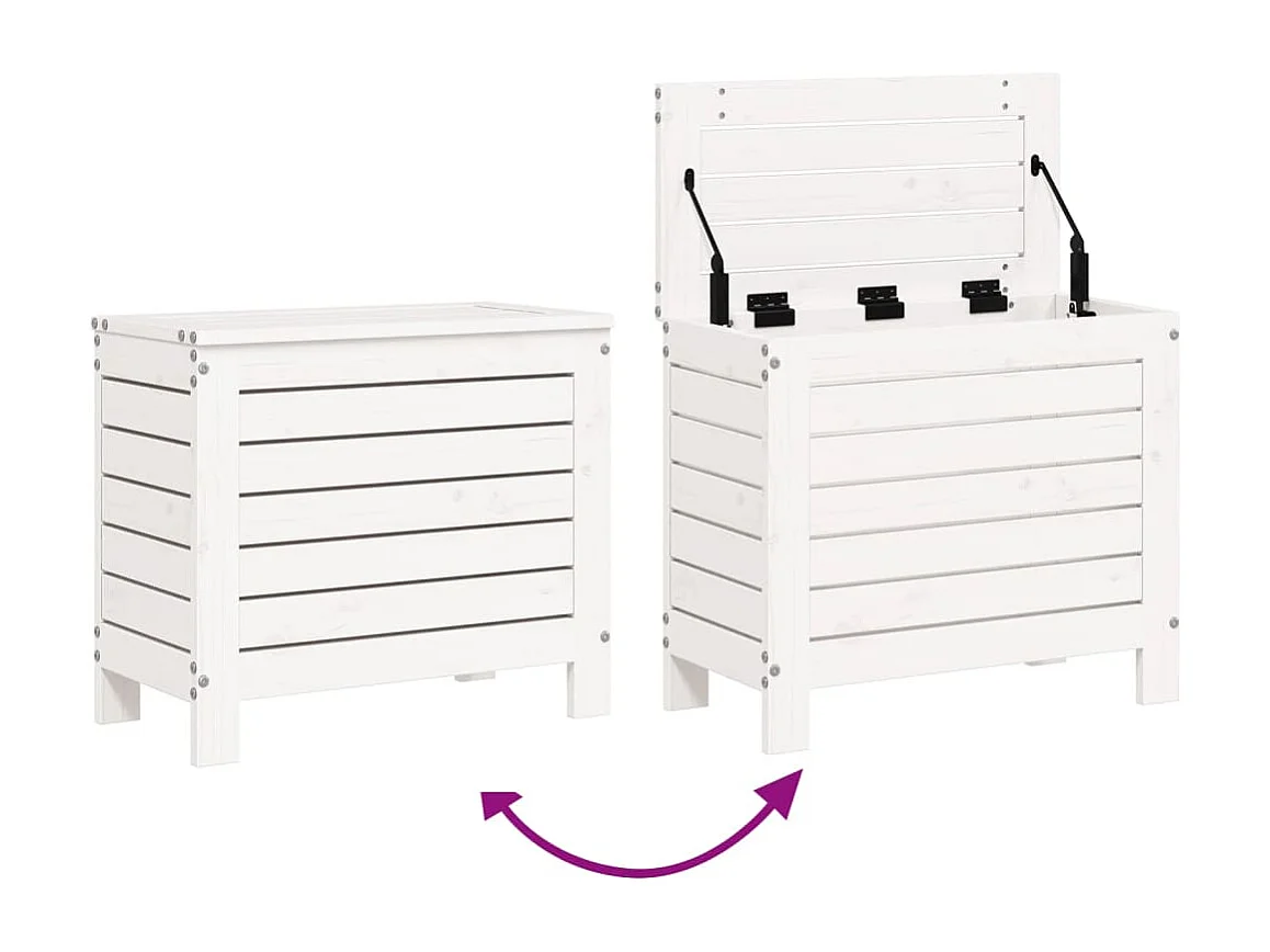 Salon de jardin 7 pcs blanc bois de pin massif