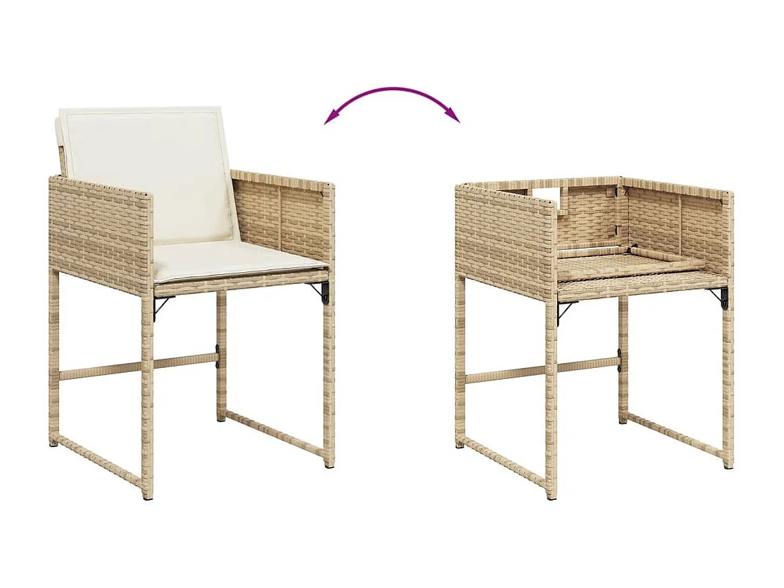 Set da Pranzo da Giardino 17 pz con Cuscini Beige in Polyrattan