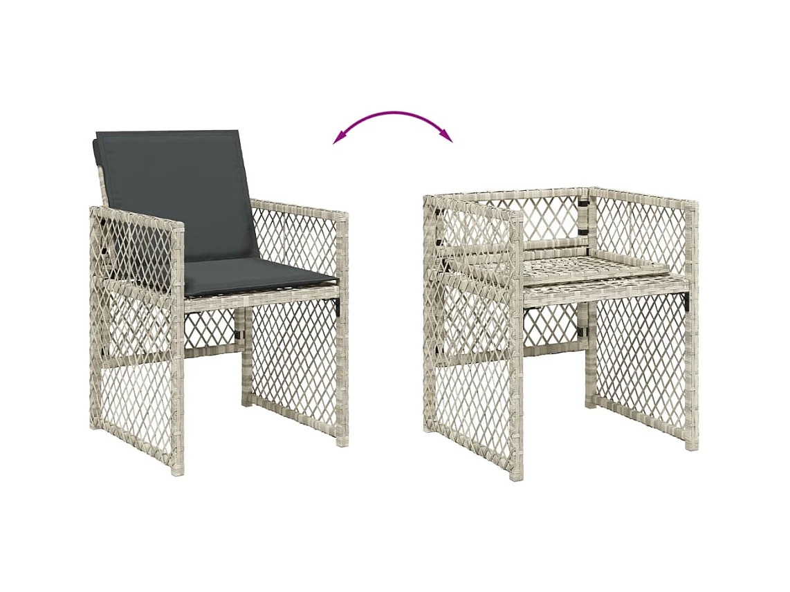 Ensemble à manger de jardin 11pcs avec coussins gris poly rotin