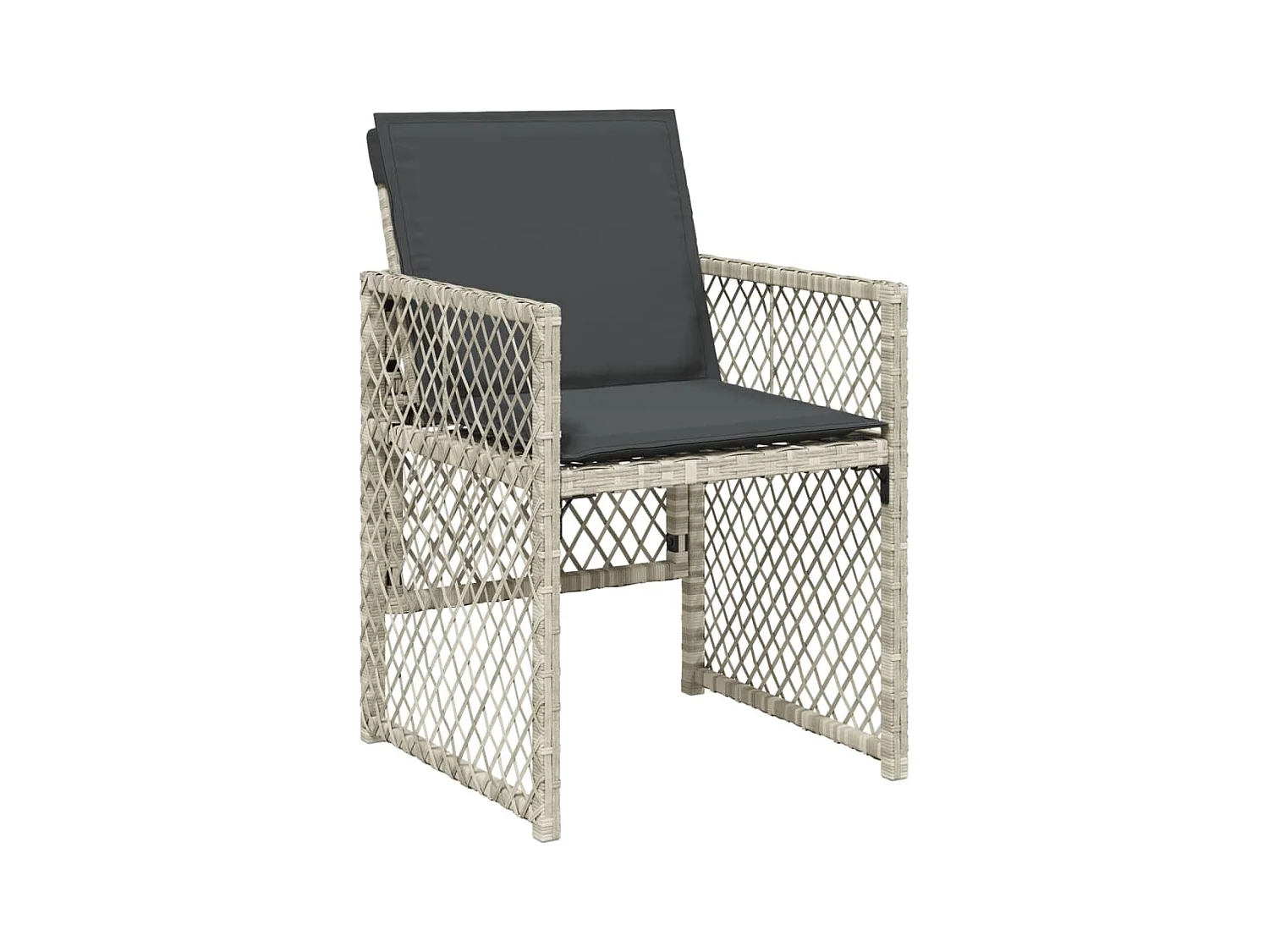 Ensemble à manger de jardin 11pcs avec coussins gris poly rotin