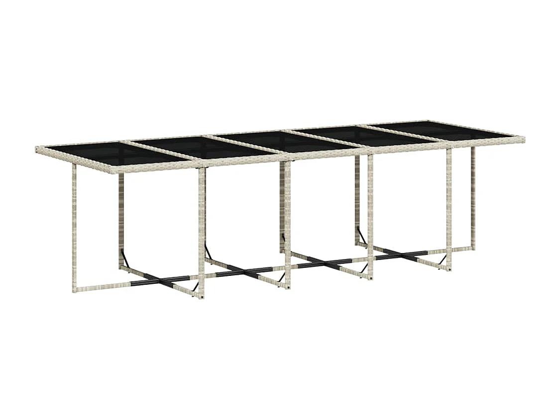 Set Pranzo Giardino 11pz con Cuscini Grigio Chiaro Polyrattan