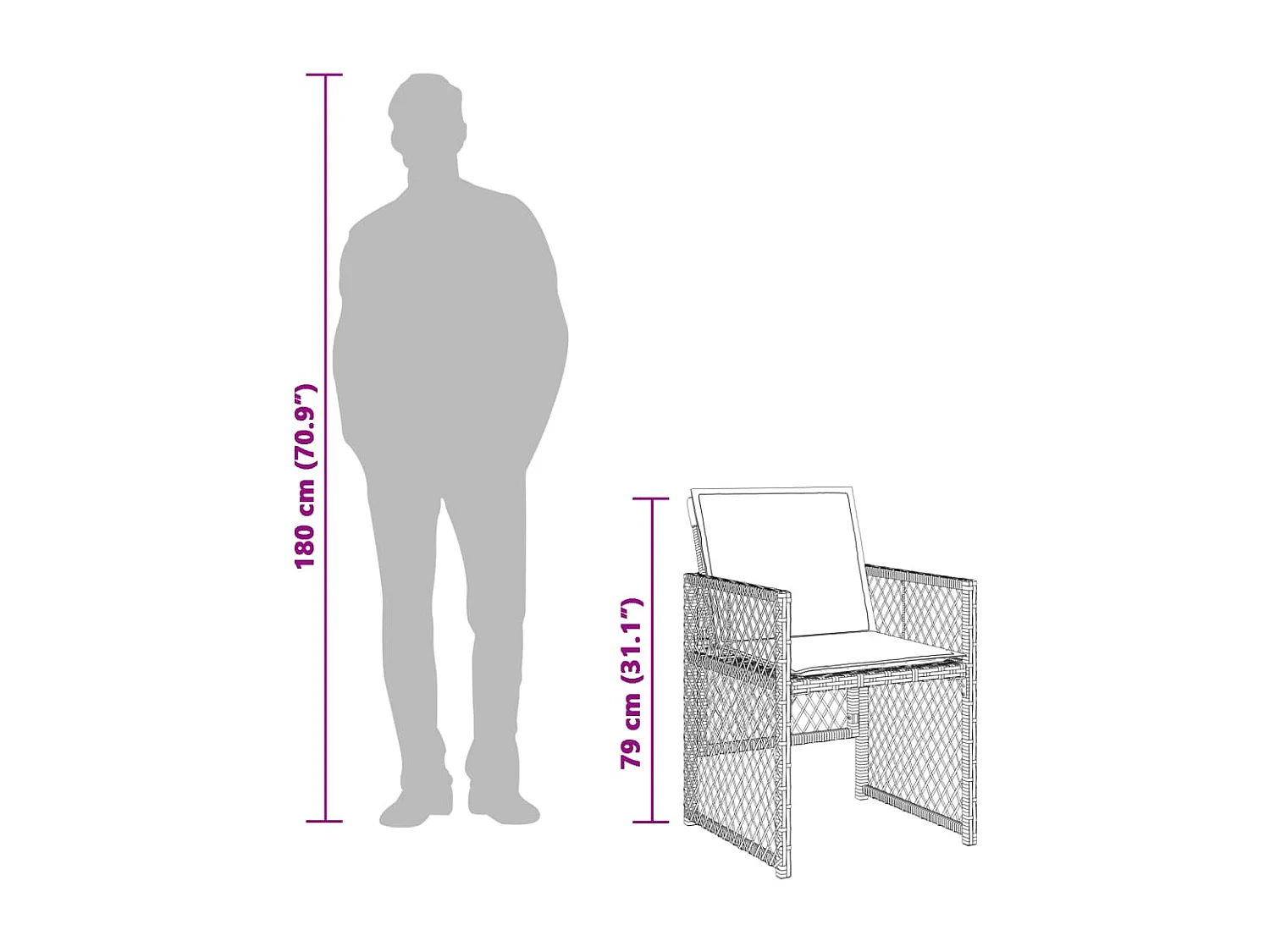 Set Pranzo Giardino 11pz con Cuscini Grigio Chiaro Polyrattan