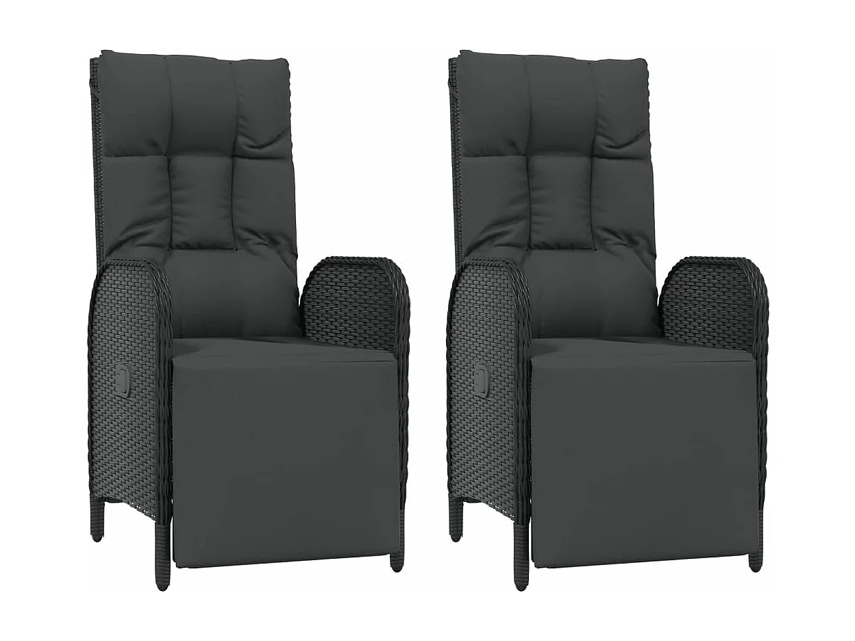 Ensemble à manger de jardin coussins 5pcs Noir Résine tressée