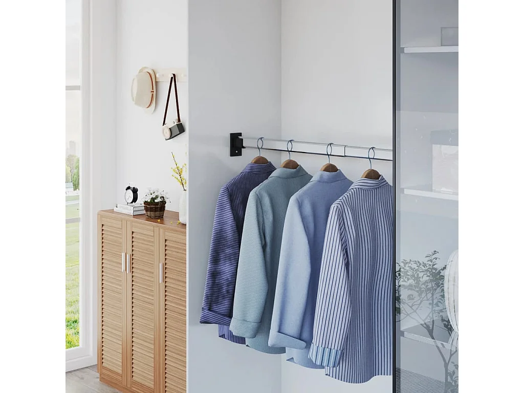 Rails de garde-robe télescopiques 2 pcs Argenté 58-100 cm