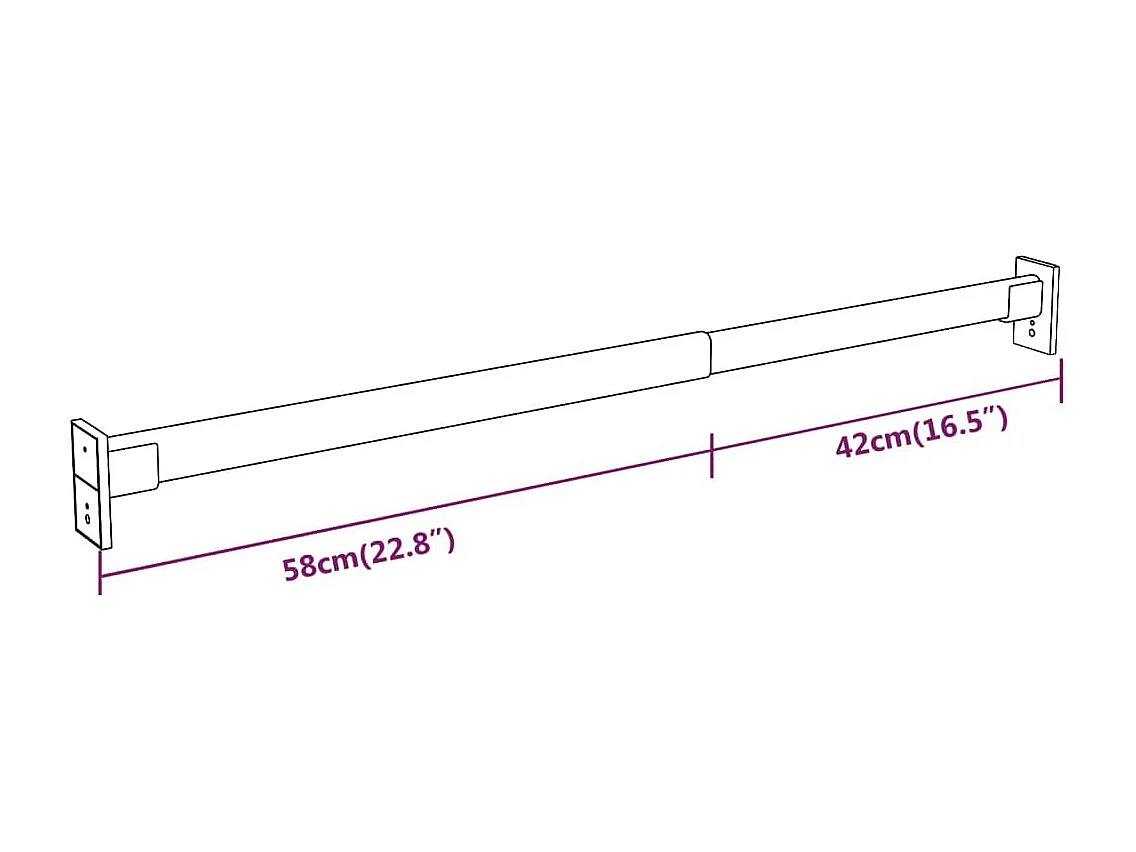 Rails de garde-robe télescopiques 2 pcs Argenté 58-100 cm