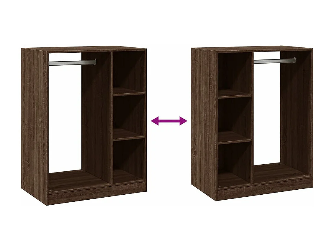 Kleiderschrank aus brauner Eiche, 77 x 48 x 102 cm, Holzwerkstoff