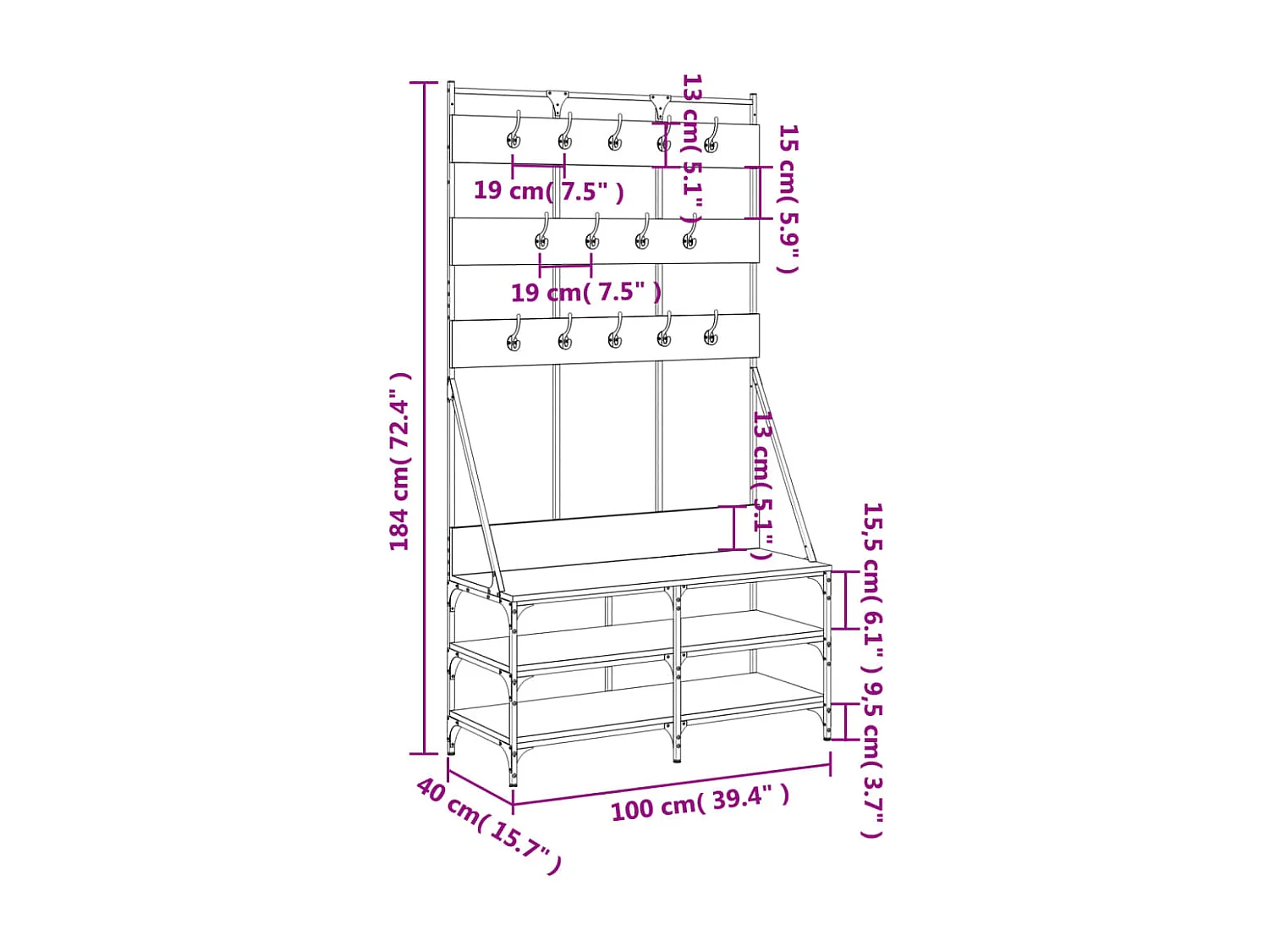 Kleiderständer und Schuhaufbewahrung Sonomagrau