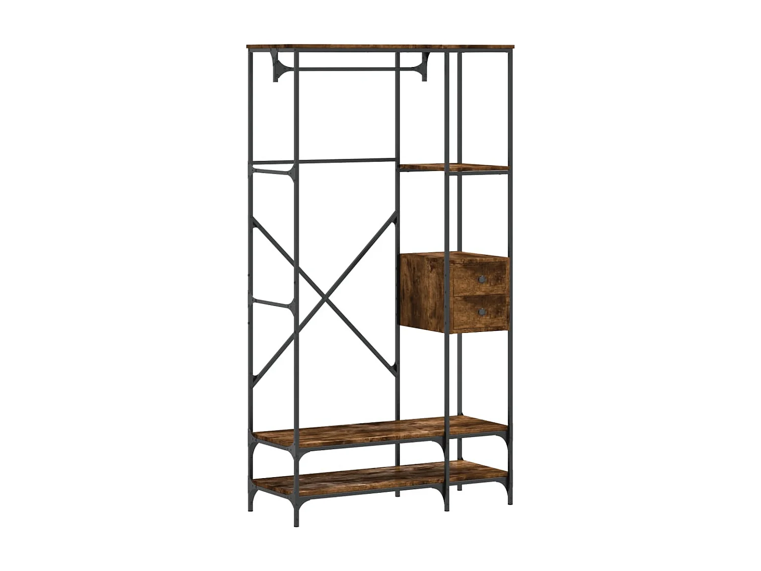 Porte-vêtements avec étagères chêne fumé bois d'ingénierie