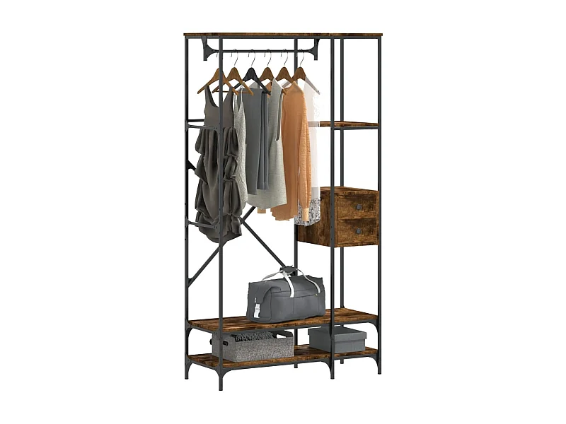 Porte-vêtements avec étagères chêne fumé bois d'ingénierie