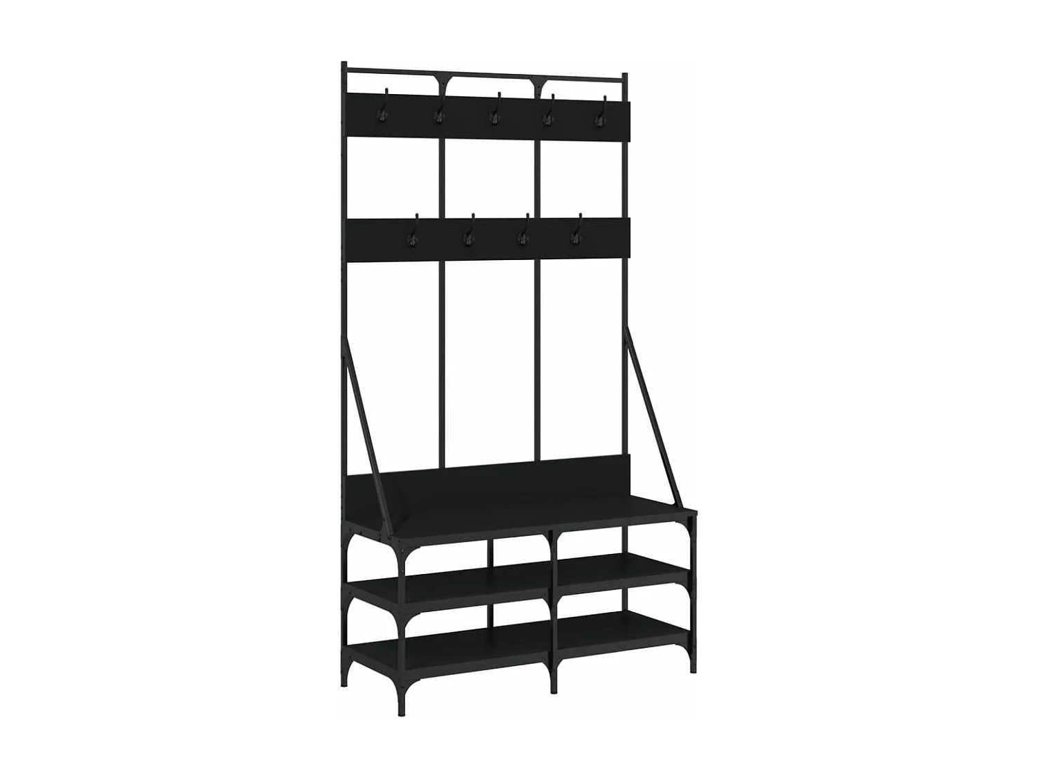 Porte-vêtements et rangement des chaussures noir 100x40x184 cm