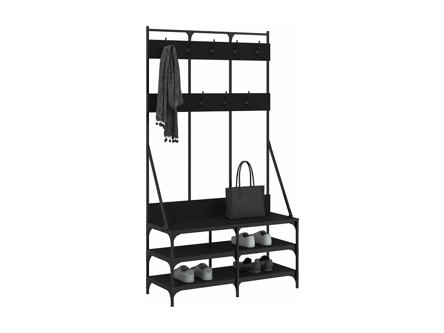 Porte-vêtements et rangement des chaussures noir 100x40x184 cm