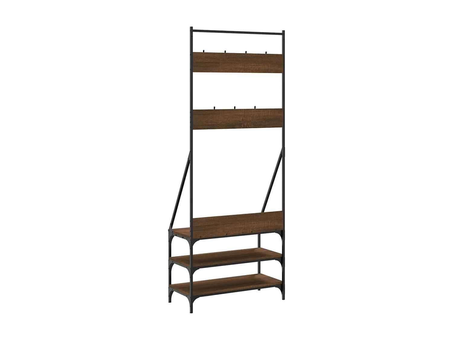 Porte-vêtements et rangement des chaussures chêne marron