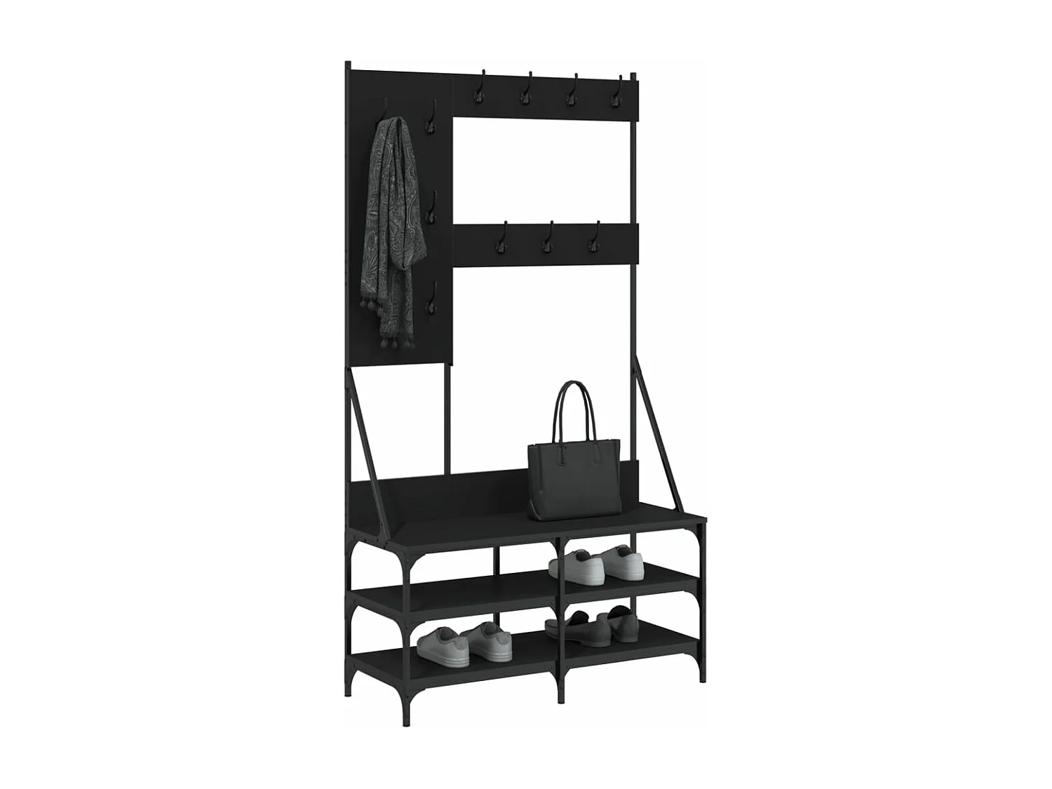 Porte-vêtements et rangement des chaussures noir 100x40x184 cm