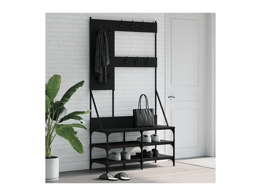 Porte-vêtements et rangement des chaussures noir 100x40x184 cm