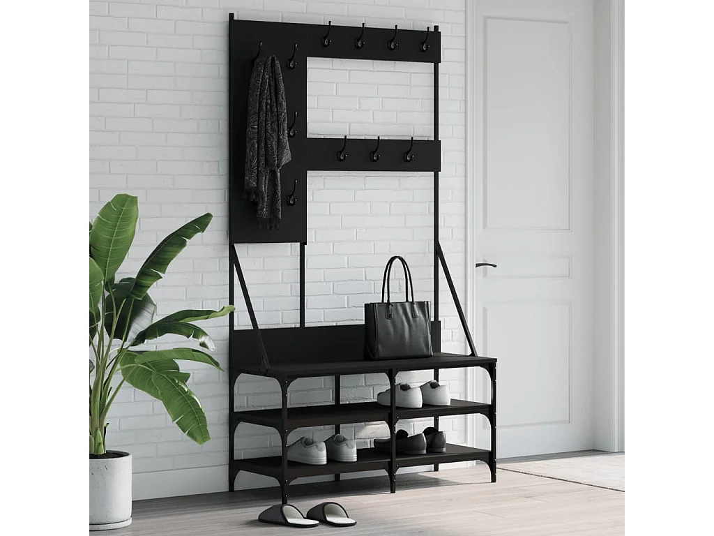 Porte-vêtements et rangement des chaussures noir 100x40x184 cm