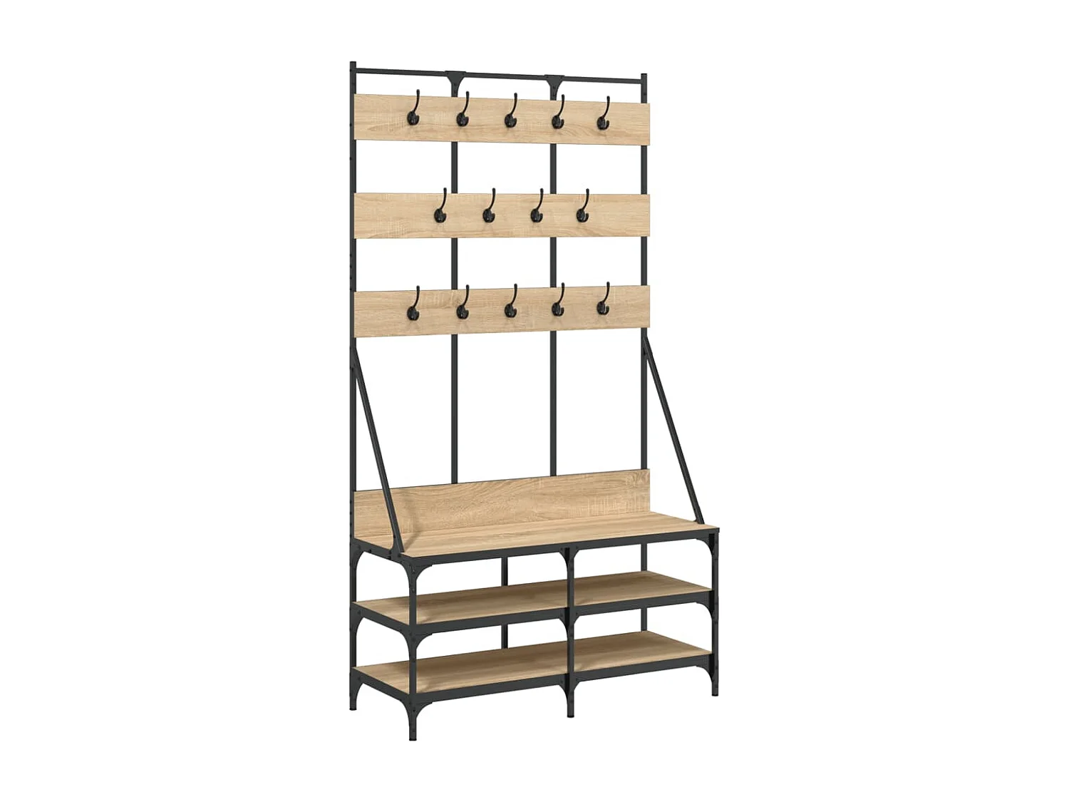 Porte-vêtements et rangement des chaussures chêne sonoma