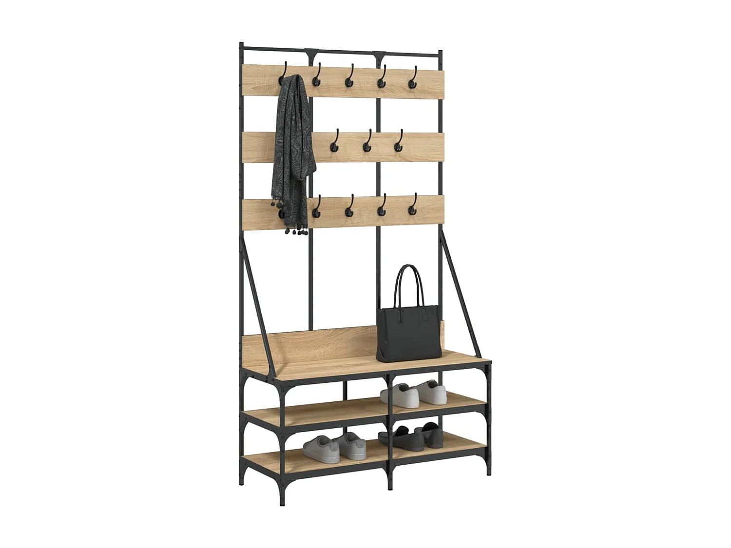 Porte-vêtements et rangement des chaussures chêne sonoma