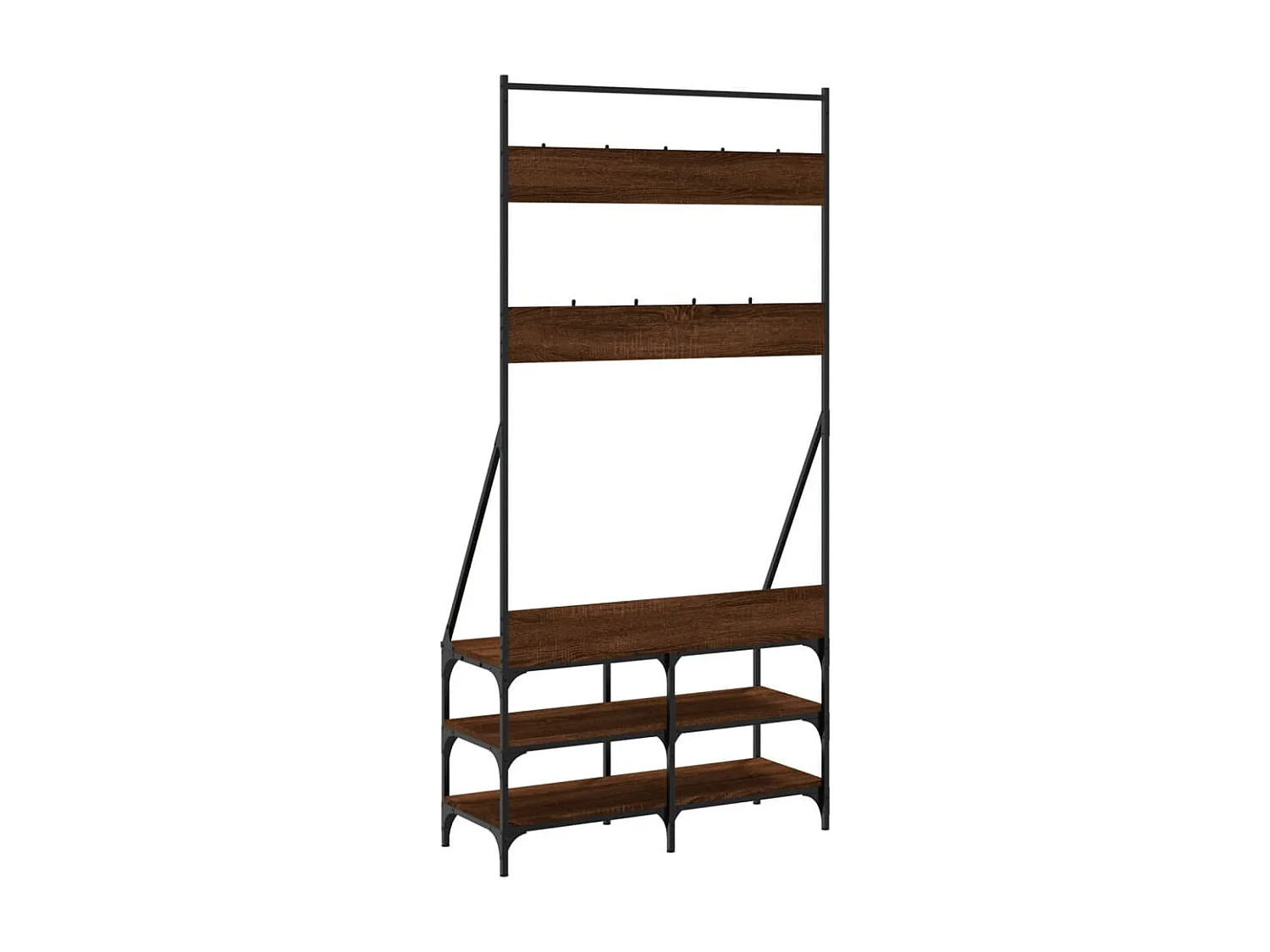 Porte-vêtements et rangement des chaussures chêne marron