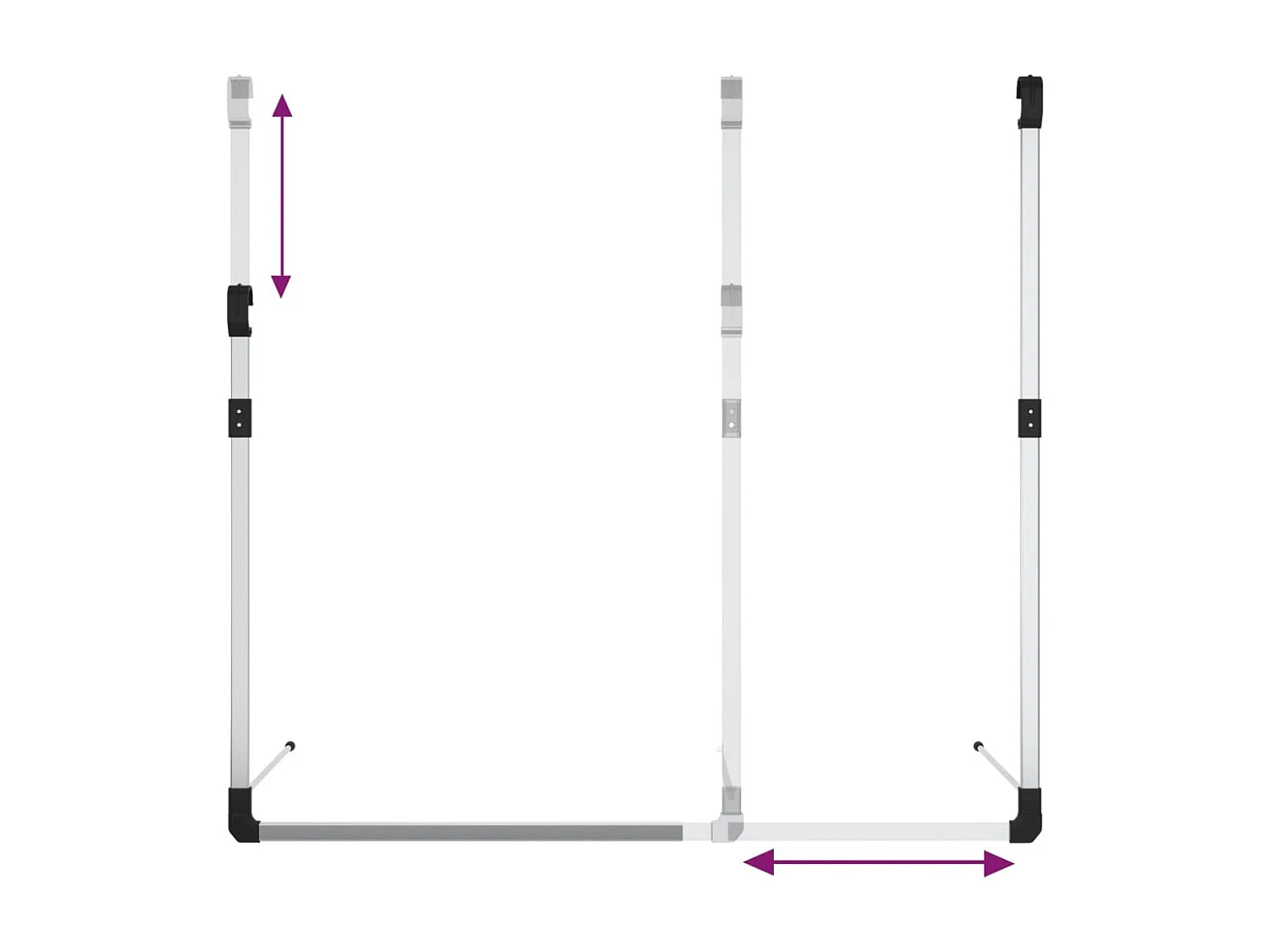 Rail de suspension de garde-robe télescopique Argenté