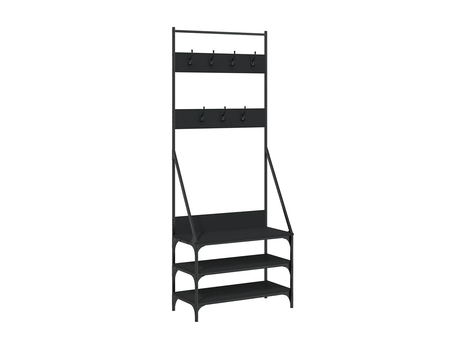 Porte-vêtements et rangement des chaussures noir 72x34x184 cm