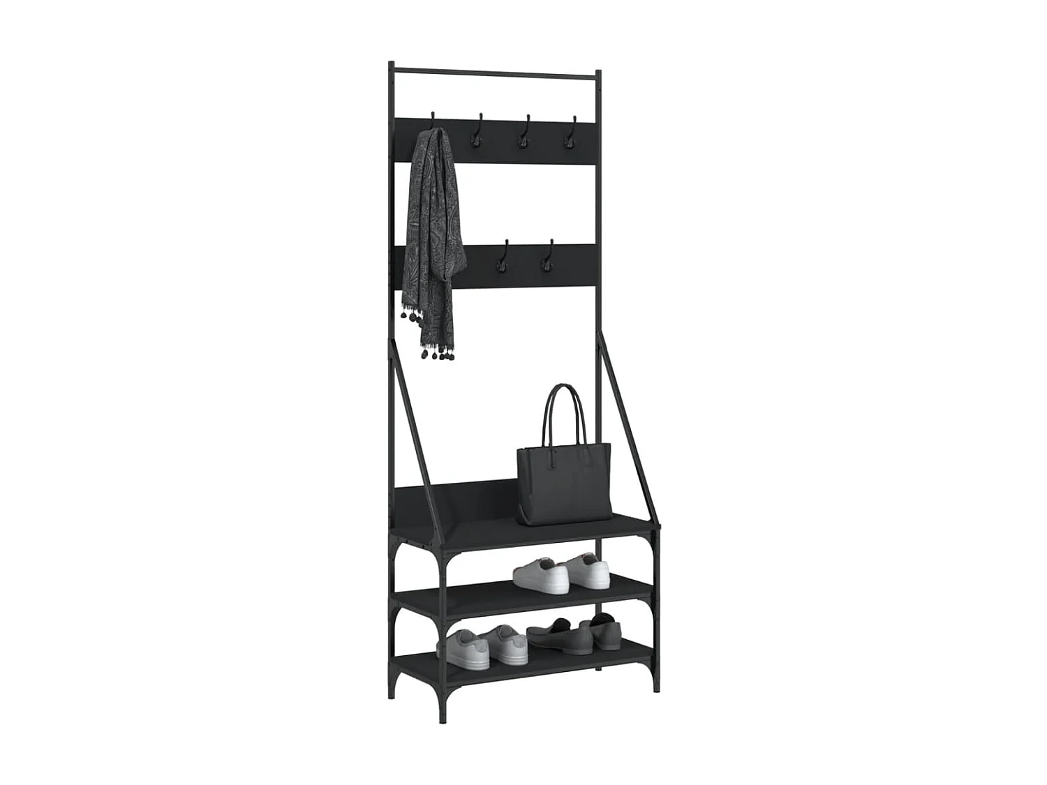 Porte-vêtements et rangement des chaussures noir 72x34x184 cm