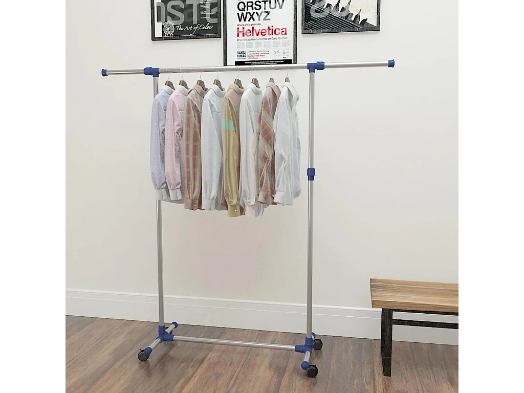 Perchero regulable Acero inoxidable 165x44x150 cm Plata