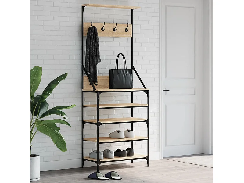 Porte-vêtements et rangement des chaussures chêne sonoma