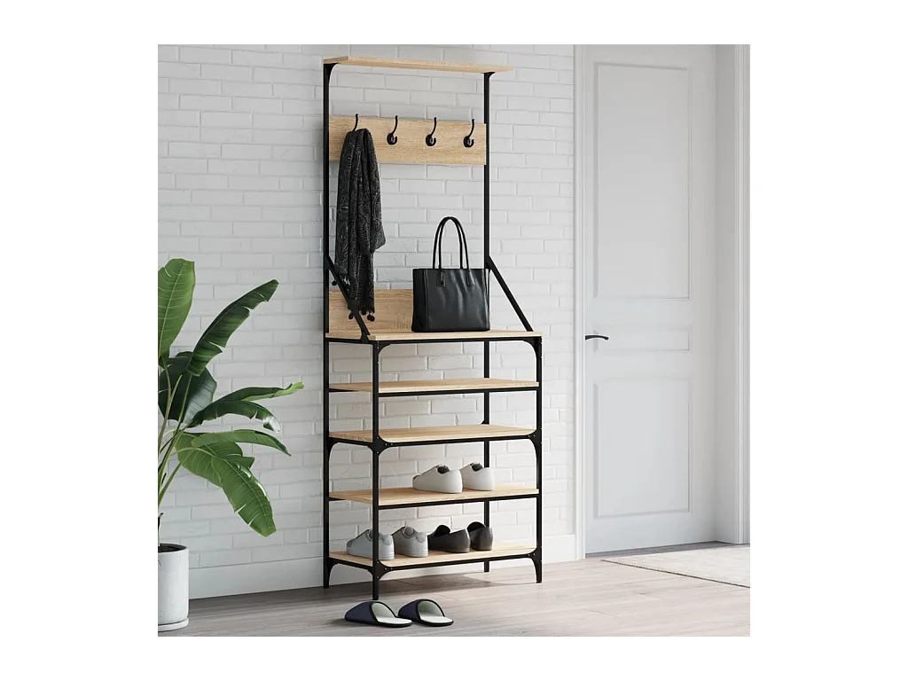 Porte-vêtements et rangement des chaussures chêne sonoma