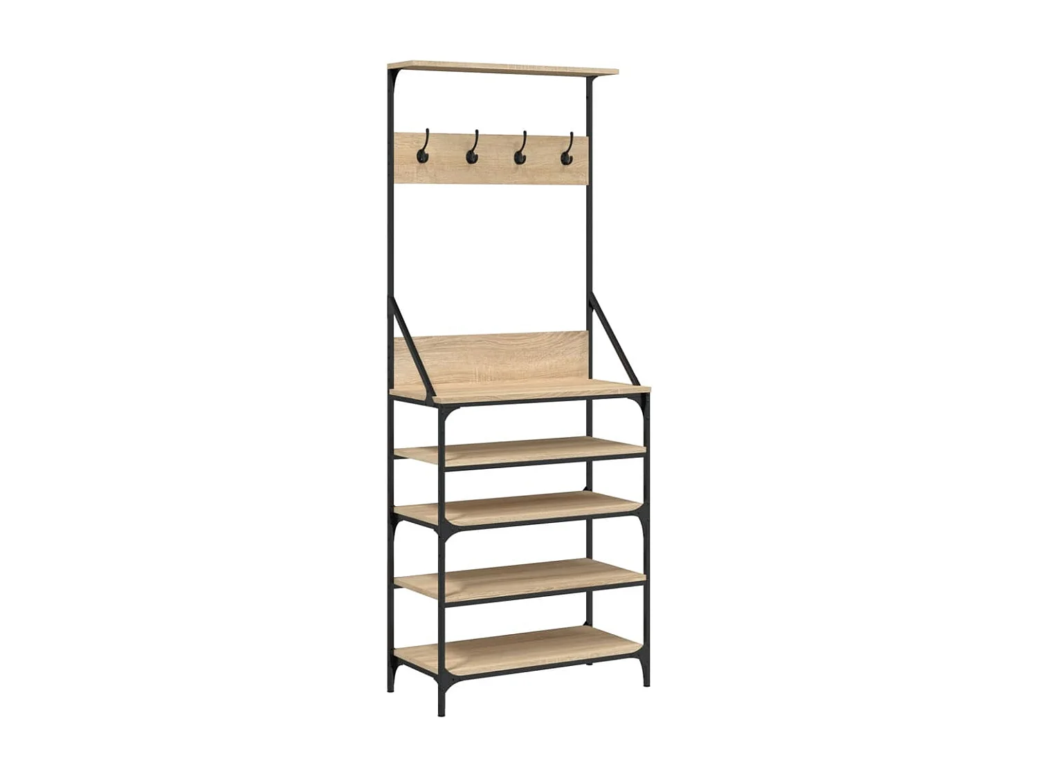 Porte-vêtements et rangement des chaussures chêne sonoma