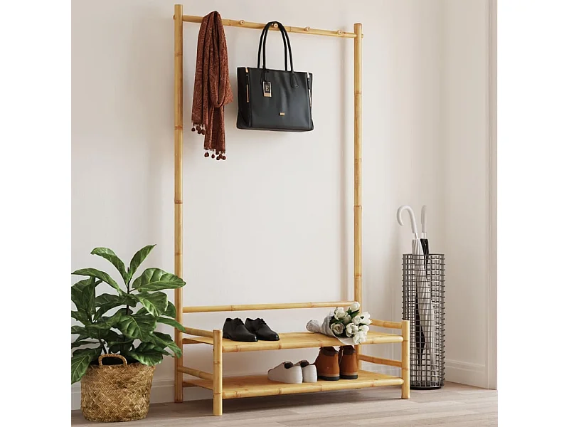 Appendiabiti con ripiani 103x40x183 cm bambù