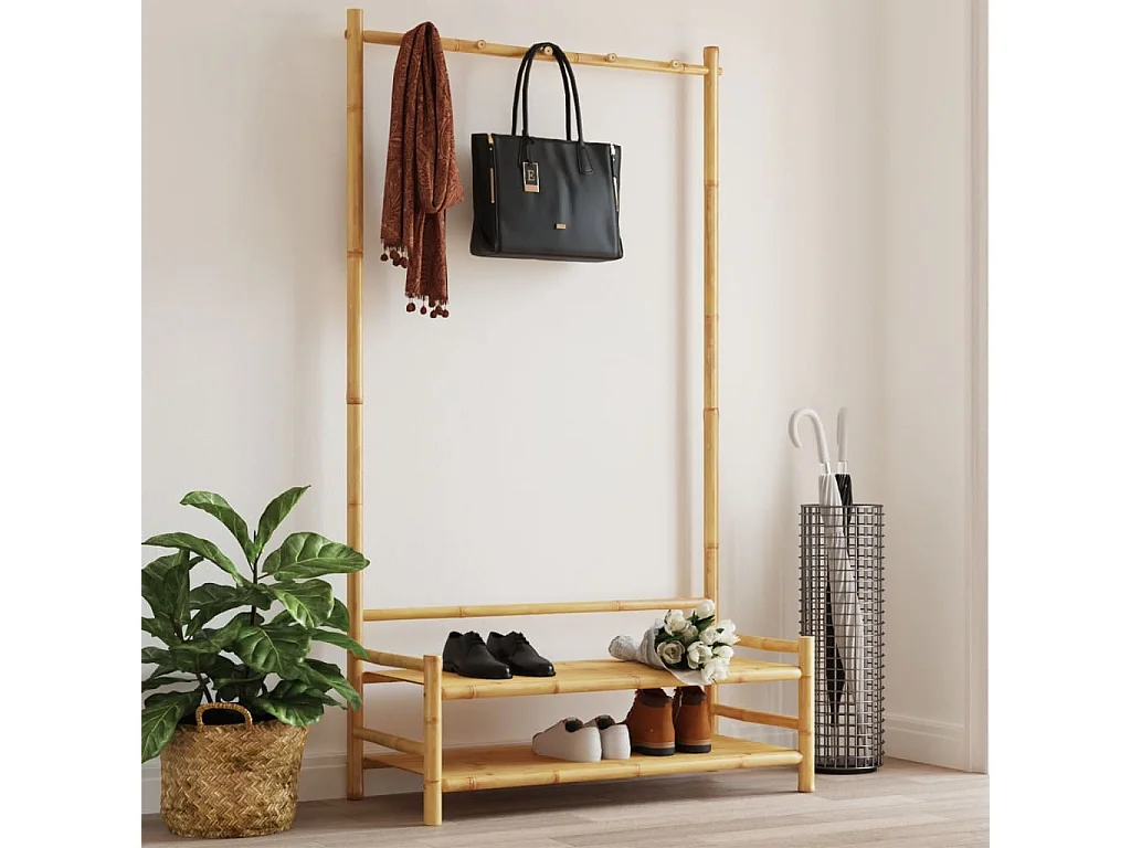 Porte-vêtement avec étagères 103x40x183 cm bambou