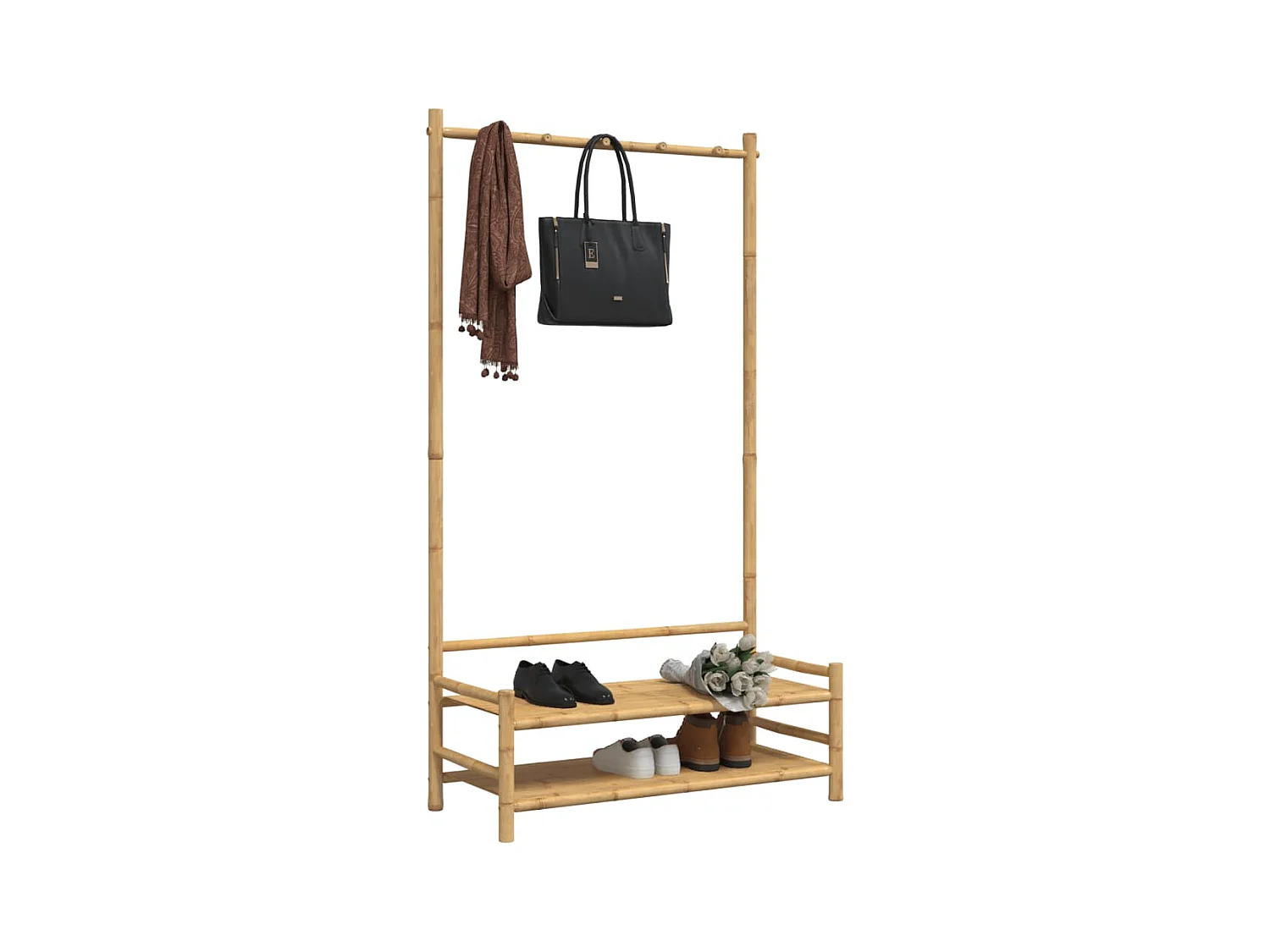 Porte-vêtement avec étagères 103x40x183 cm bambou