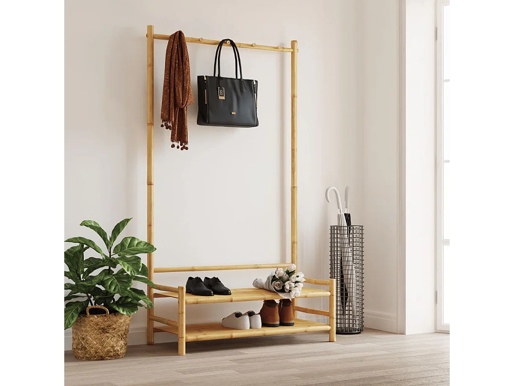 Porte-vêtement avec étagères 103x40x183 cm bambou