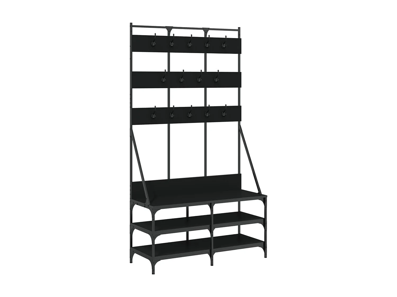 Porte-vêtements et rangement des chaussures noir 100x40x184 cm