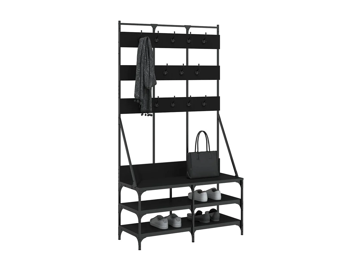 Porte-vêtements et rangement des chaussures noir 100x40x184 cm