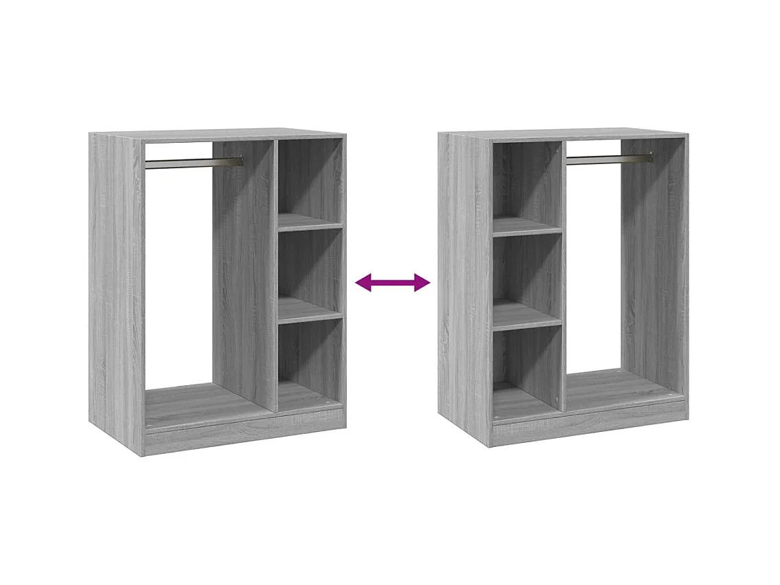 Sonoma grauer Kleiderschrank 77x48x102 cm, Holzwerkstoff