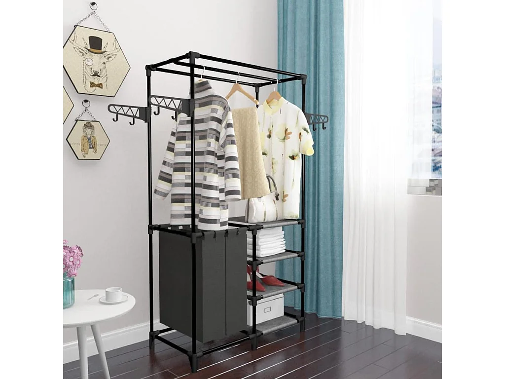 Porte-vêtements Acier et tissu non-tissé 87x44x158 cm Noir