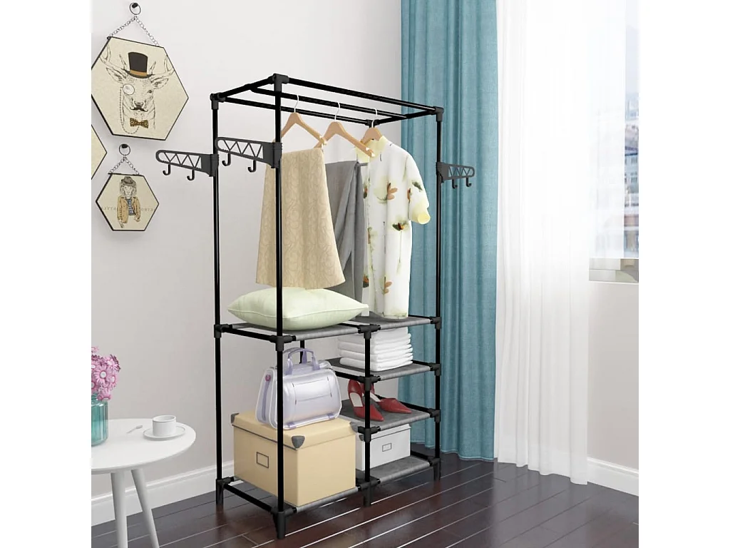 Porte-vêtements Acier et tissu non-tissé 87x44x158 cm Noir