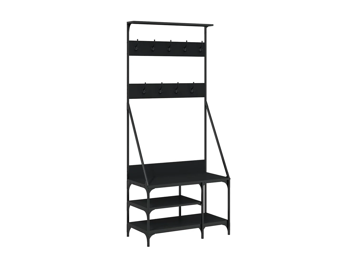 Porte-vêtements et rangement des chaussures noir 80x40x184 cm