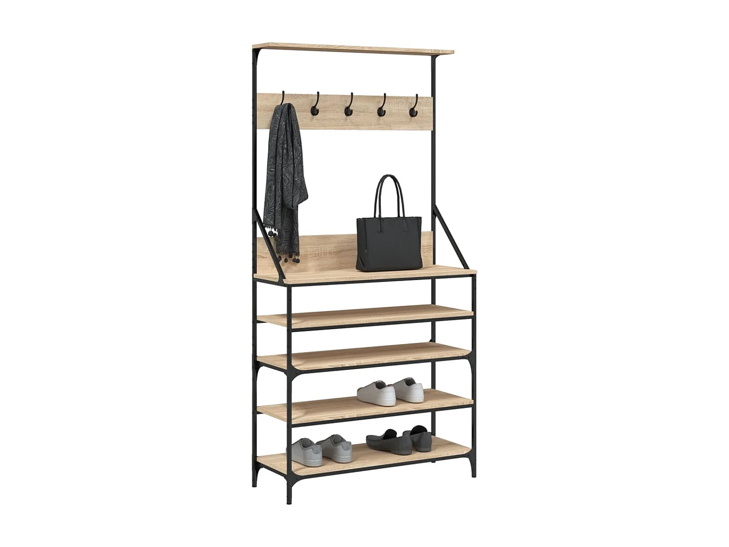 Porte-vêtements et rangement des chaussures chêne sonoma