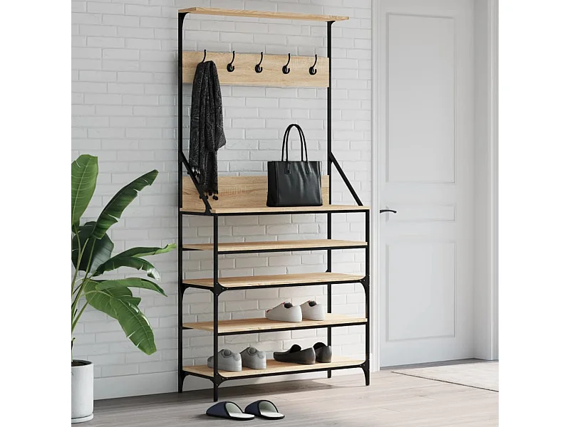 Porte-vêtements et rangement des chaussures chêne sonoma